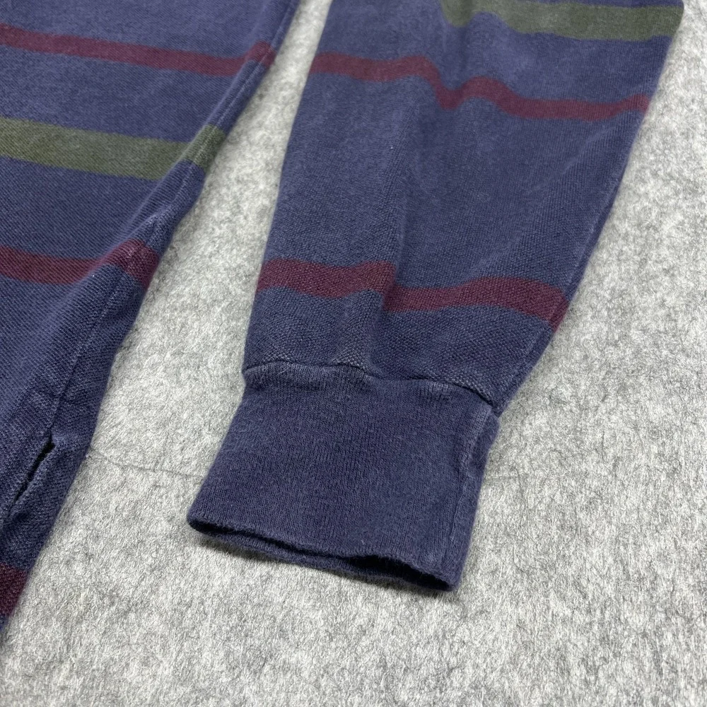 Vintage Polo Ralph Lauren Polo Shirt Mens L Purple Stripe Long Sleeve Rugby USA